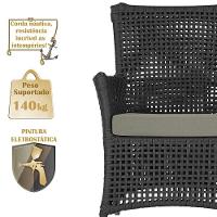 4 Poltronas E 1 Mesa Igapó Alumínio Fendi Corda Náutica E8 Preto