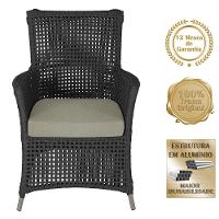 4 Poltronas E 1 Mesa Igapó Alumínio Fendi Corda Náutica E8 Preto - 5