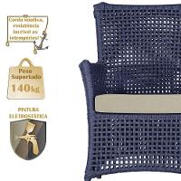 4 Poltronas E 1 Mesa Igapó Alumínio Marrom Corda Náutica E7 Azul