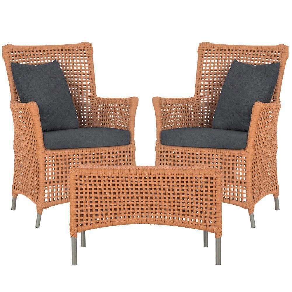 2 Poltronas E 1 Mesa Igapó Alumínio Fendi Corda Náutica E11 Terra Cota - 1