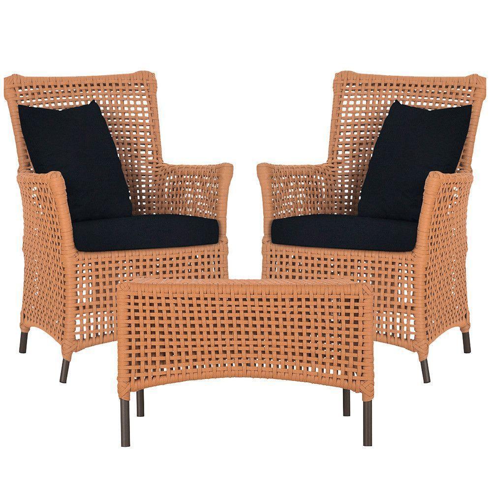 2 Poltronas E 1 Mesa Igapó Alumínio Marrom Corda Náutica E12 Terra Cota - 1