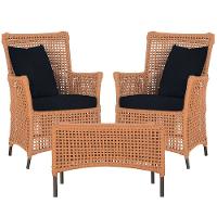 2 Poltronas E 1 Mesa Igapó Alumínio Marrom Corda Náutica E12 Terra Cota - 1