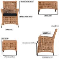 2 Poltronas E 1 Mesa Igapó Alumínio Marrom Corda Náutica E12 Terra Cota - 6