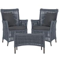 2 Poltronas E 1 Mesa Igapó Alumínio Marrom Corda Náutica E11 Prata - 1