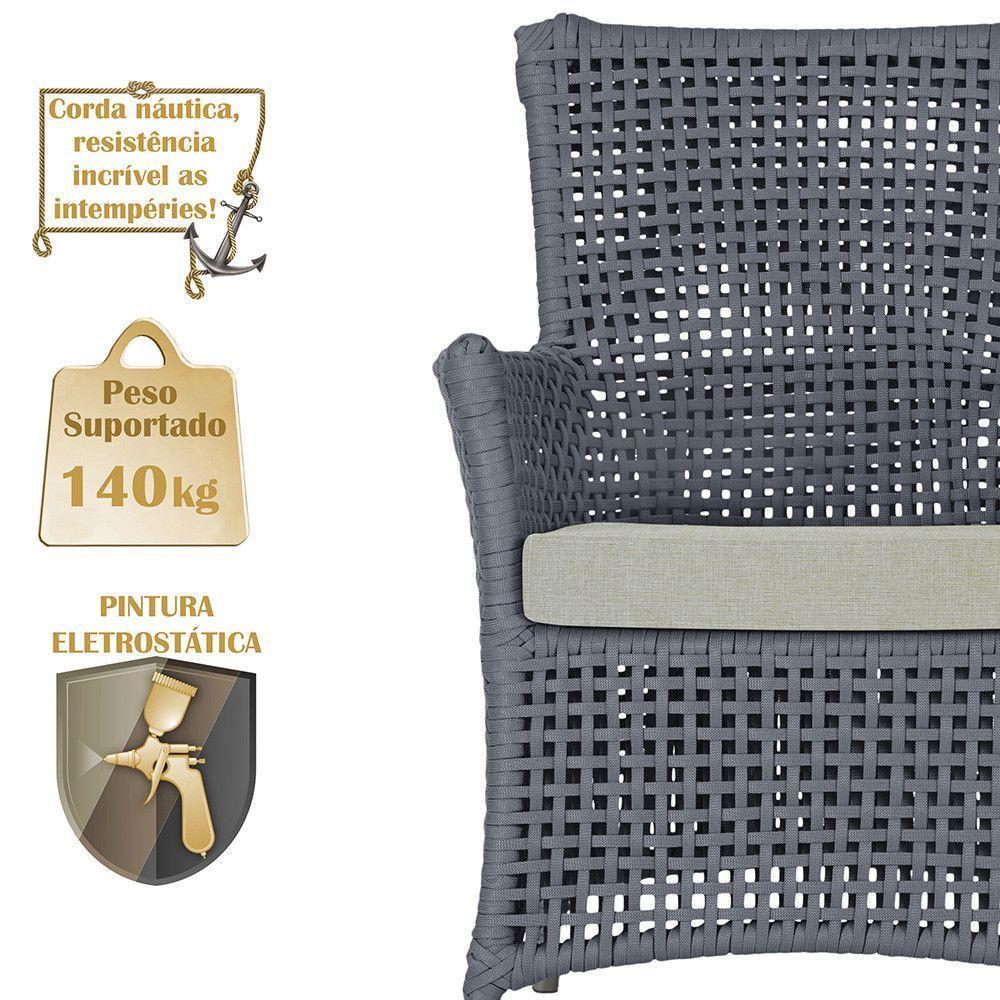 2 Poltronas E 1 Mesa Igapó Alumínio Fendi Corda Náutica E3 Prata - 4