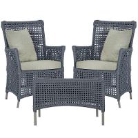 2 Poltronas E 1 Mesa Igapó Alumínio Fendi Corda Náutica E3 Prata - 1