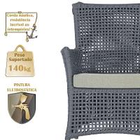 2 Poltronas E 1 Mesa Igapó Alumínio Fendi Corda Náutica E3 Prata