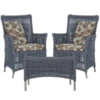 2 Poltronas E 1 Mesa Igapó Alumínio Fendi Corda Náutica E6 Prata - 1