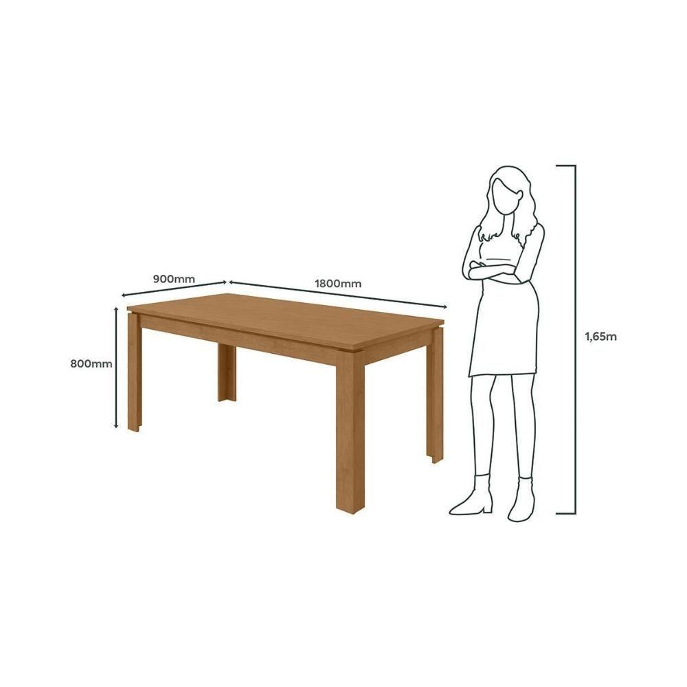 Mesa de Sala Jantar Athenas c/Tampo Madeirado 180x90cm Amendoa Clean - Lopas - 3