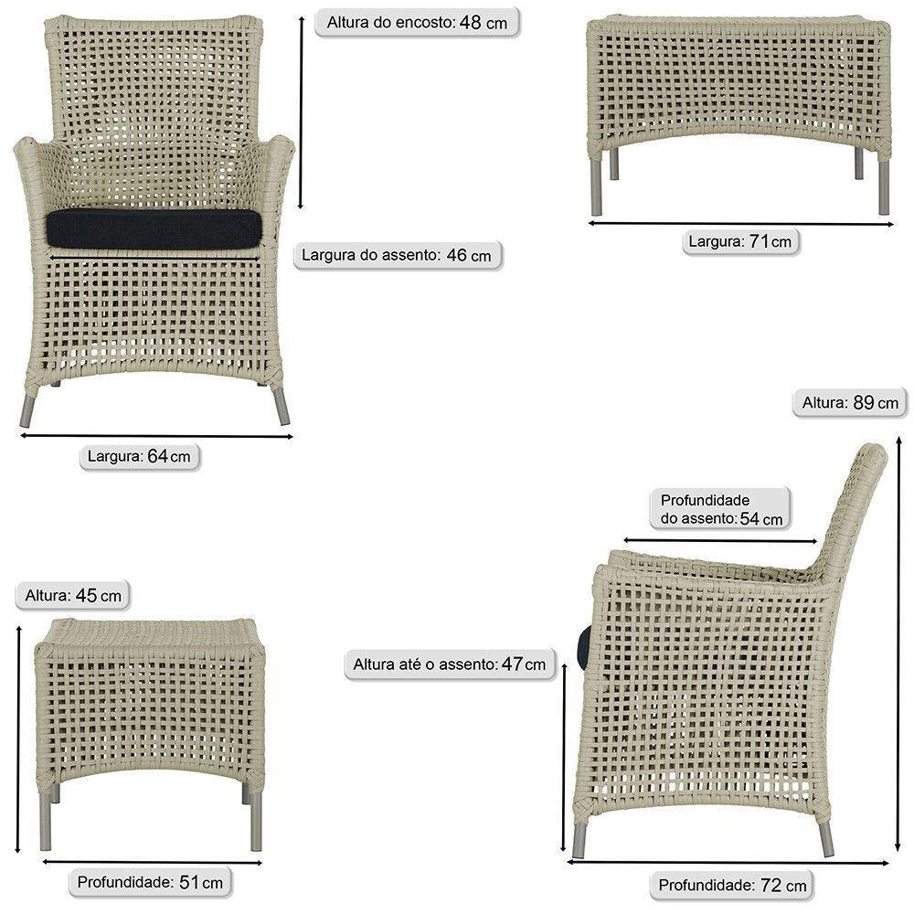 4 Poltronas E 1 Mesa Igapó Alumínio Fendi Corda Náutica E12 Rami - 6