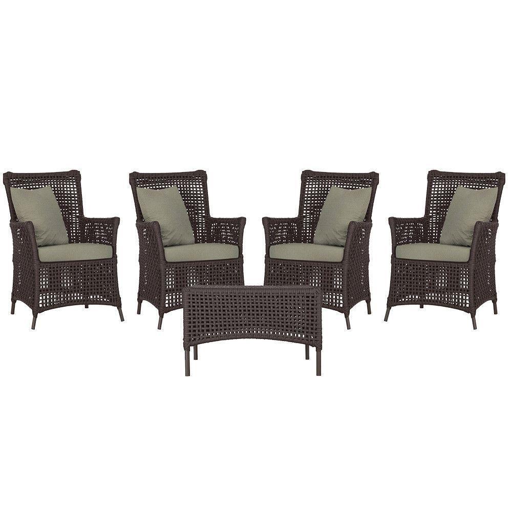 4 Poltronas E 1 Mesa Igapó Alumínio Marrom Corda Náutica E8 Marrom - 1