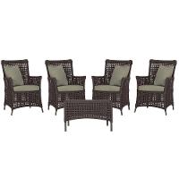 4 Poltronas E 1 Mesa Igapó Alumínio Marrom Corda Náutica E8 Marrom - 1