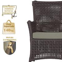 4 Poltronas E 1 Mesa Igapó Alumínio Marrom Corda Náutica E8 Marrom