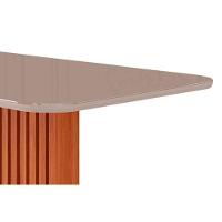 Mesa de Sala Jantar Ester c/Tampo Madeirado Vidro Reto 210x100cm Cinamomo/Off White - Cimol - 2