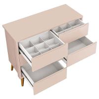 Cômoda Infantil 6 Gavetas Retrô Theo Rosa Acetinado Com Pés Madeira - Reller - 2