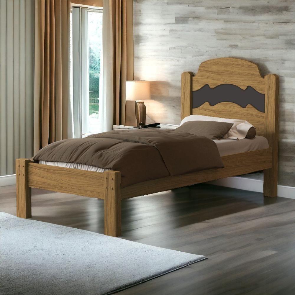 Cama íris Solteiro Freijó E Grafite Com Colchão Cambel - 1