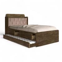 Cama Tamires Castanho Com Auxiliar Capitonê E 02 Colchões - 3