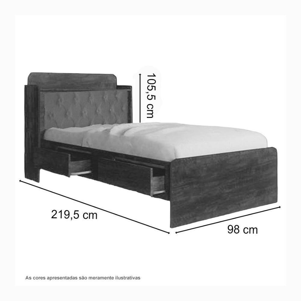 Cama Tamires Castanho Com Capitonê Bege E Colchão - 2