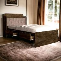 Cama Tamires Castanho Com Capitonê Bege E Colchão - 1