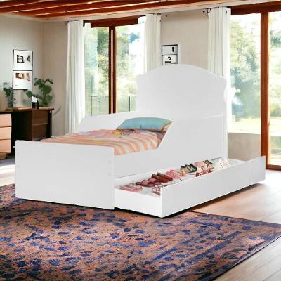 Cama Infantil Lívia Branca Com Auxiliar E 02 Colchões Cambel