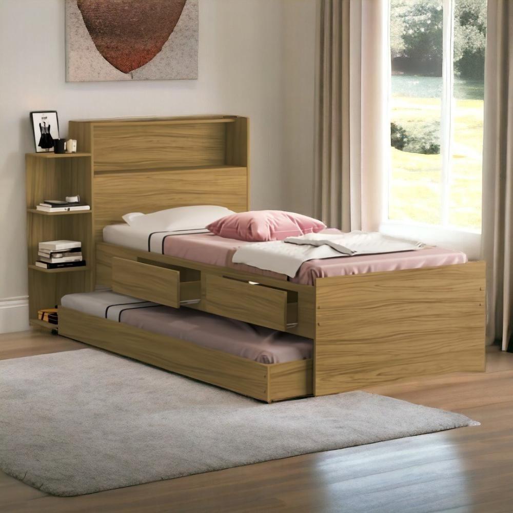 Cama Isa Solteiro Freijó Com Auxiliar E 02 Colchões Cambel - 1