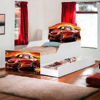 Cama Lívia Racer Com Auxiliar E 02 Colchões Cambel - 1