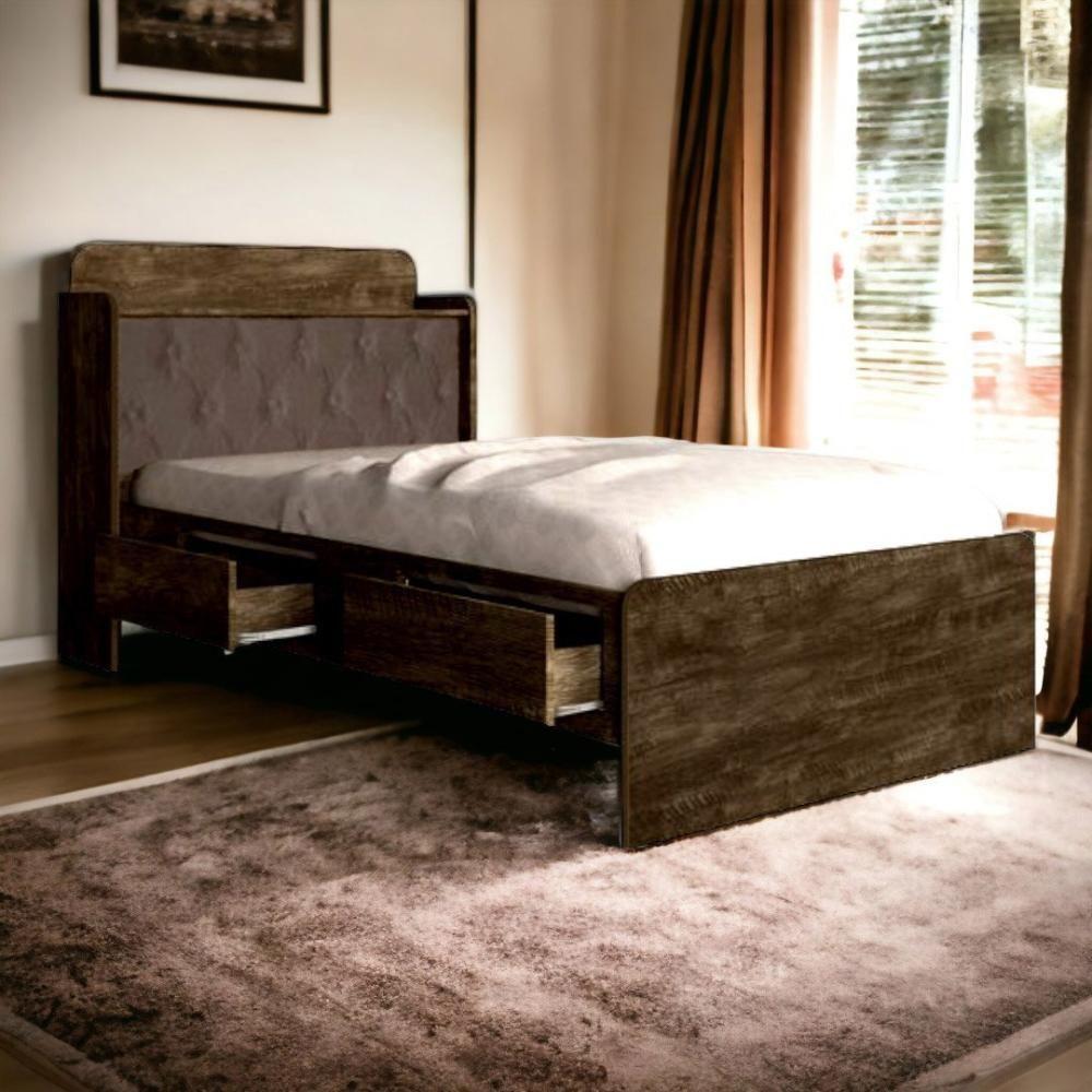 Cama Tamires Baú Castanho Com Capitonê Nogal - 1