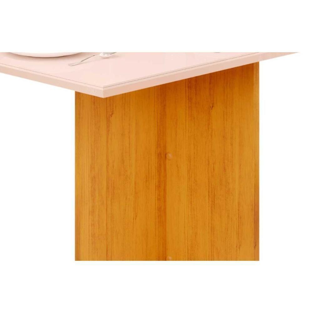 Mesa de Sala Jantar Hera c/Tampo Madeirado Vidro Reto 120x90cm Cedro/Off White - DJ Móveis - 9