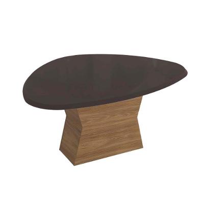 Mesa de Sala Jantar Tília c/Tampo Madeirado c/ Vidro 105x135cm Nogueira/Preto fosco/Vidro preto - Kappesberg