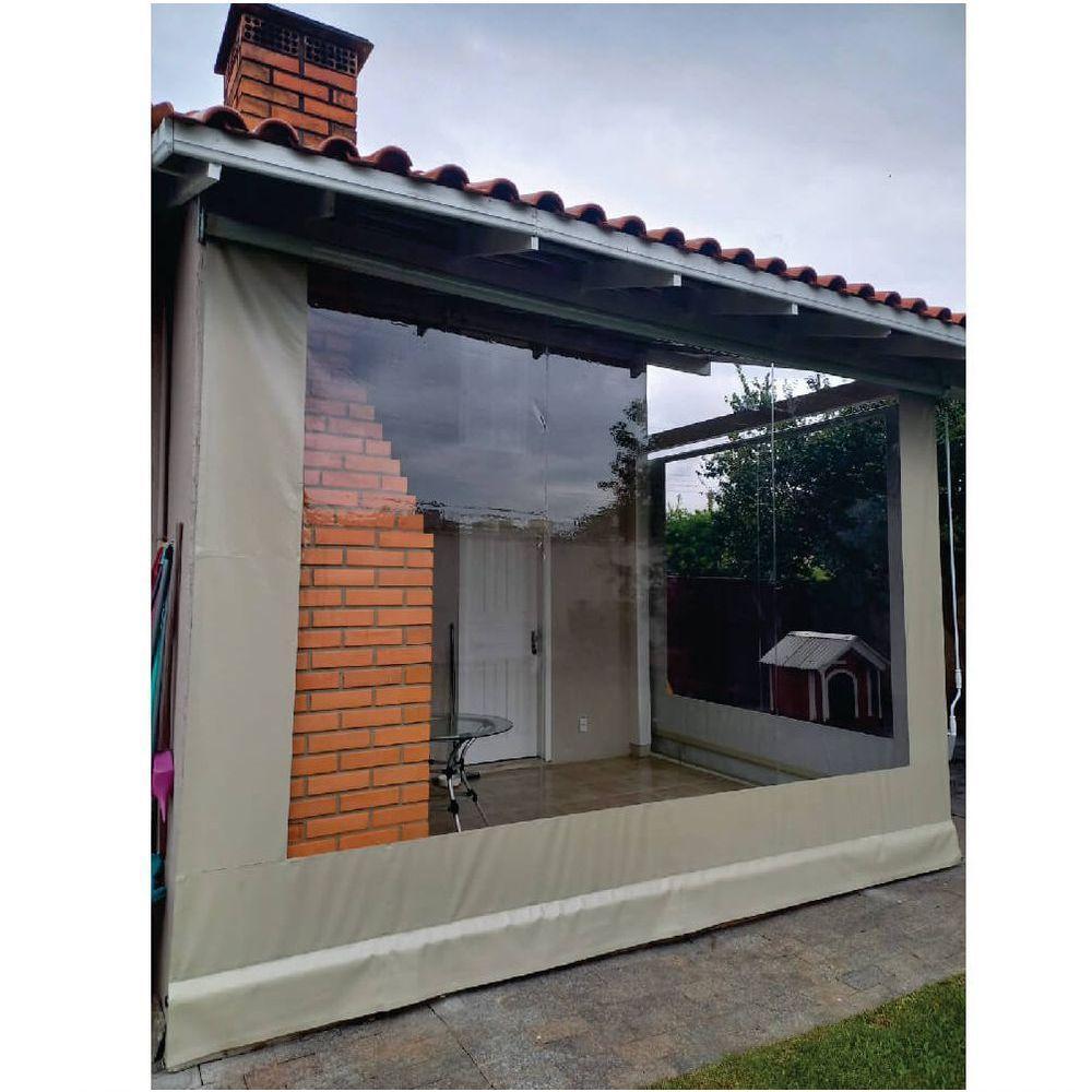 Toldo Cortina Bege C/ Visor - 3,20m X 2,40m - Kit Completo - 5