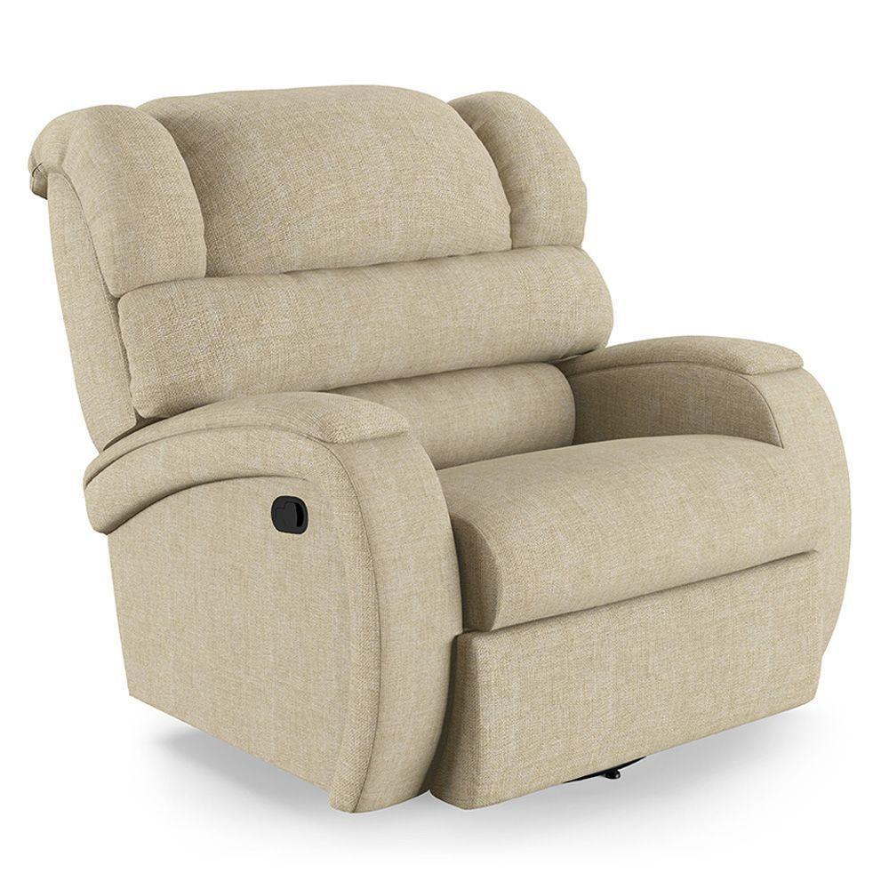 Poltrona Do Papai Reclinável Napoli Glider Giratória Linho Fh1 - D'rossi Cor Bege - 1
