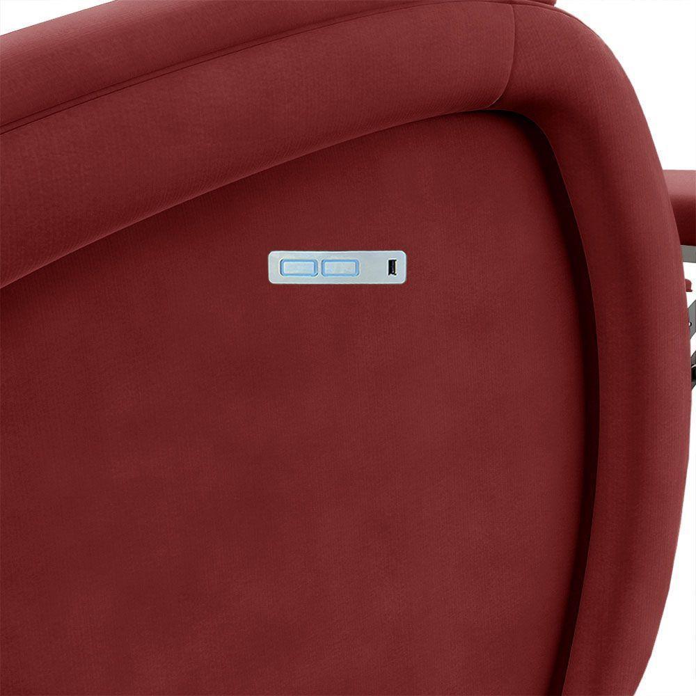 Poltrona Do Papai Reclinável Napoli Elétrica Botão Led Veludo Fh1 - D'rossi Cor Vermelho - 4