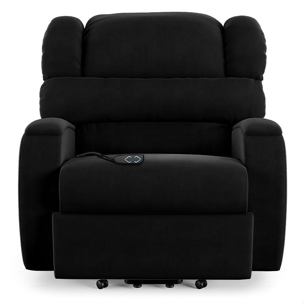 Poltrona Do Papai Reclinável Napoli Elevação Lift Elétrico Veludo Preto Fh1 - D'rossi - 6