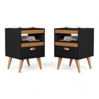 Kit 02 Mesas De Cabeceira Flex Sal Preto E Ypê Sal Movelaria - 5