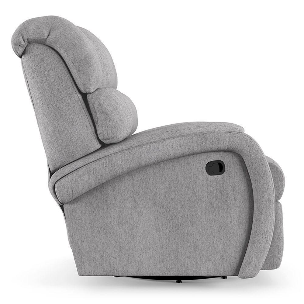 Poltrona Do Papai Reclinável Napoli Glider Giratória Linho Fh1 - D'rossi Cor Cinza - 2