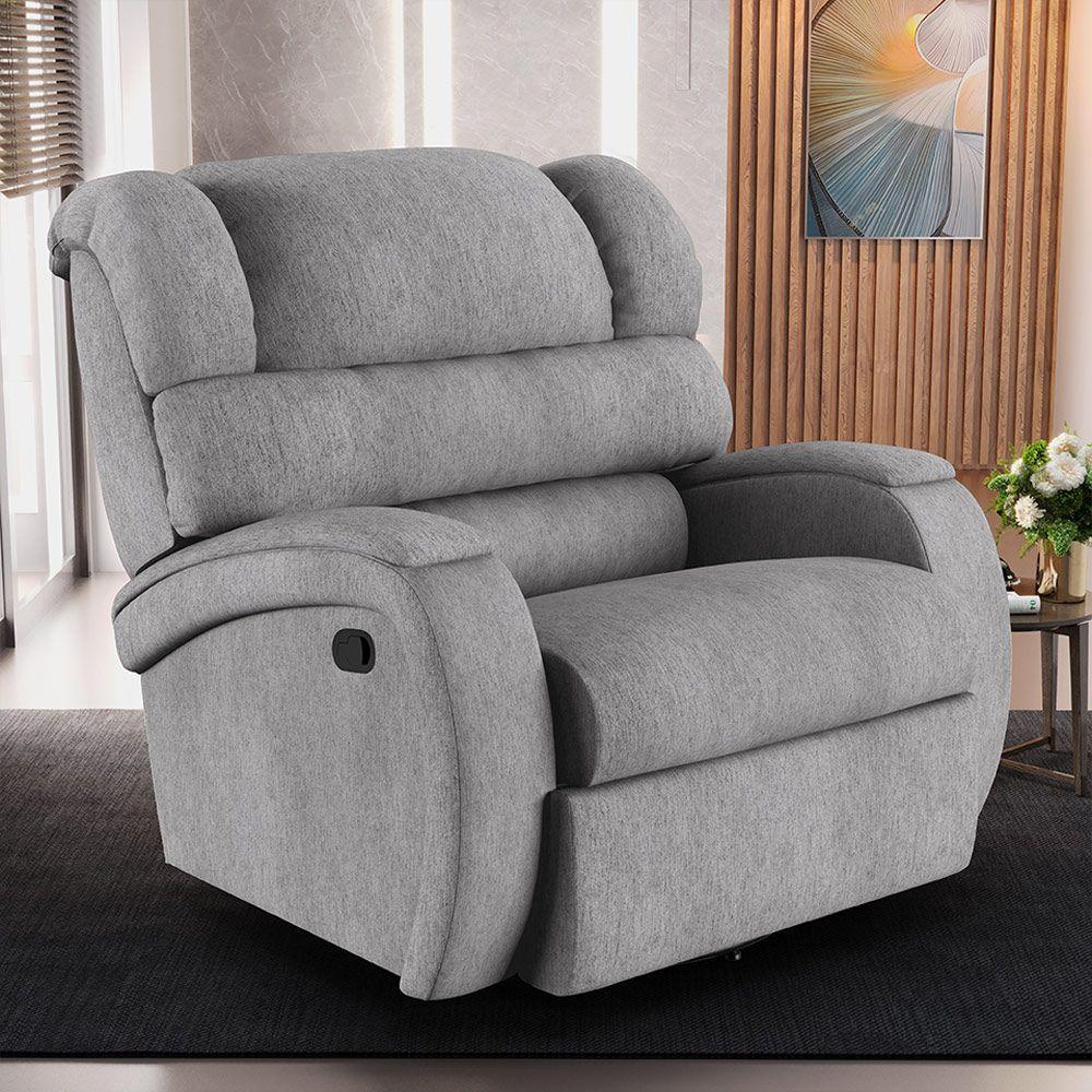 Poltrona Do Papai Reclinável Napoli Glider Giratória Linho Fh1 - D'rossi Cor Cinza - 5