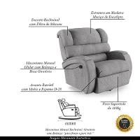 Poltrona Do Papai Reclinável Napoli Glider Giratória Linho Fh1 - D'rossi Cor Cinza