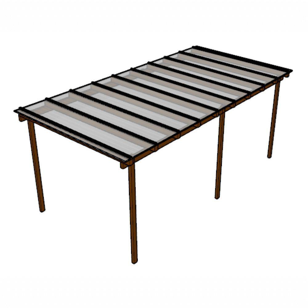 Kit Policarbonato Cristal 6mm 6,00m X 3,00m - Perfis Bronze - 1