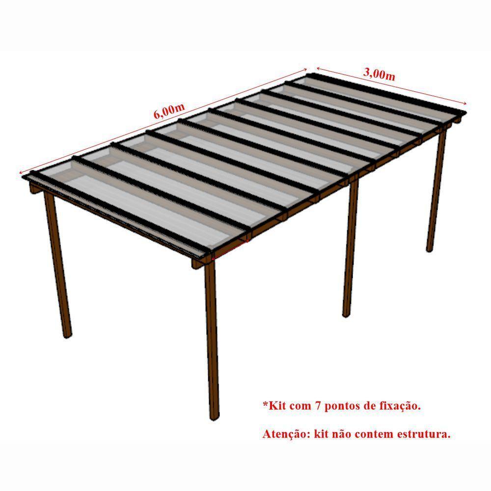 Kit Policarbonato Cristal 6mm 6,00m X 3,00m - Perfis Bronze - 5