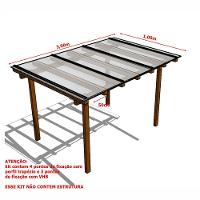 Kit Policarbonato Cristal 4mm 3,00m X 1,00m - Perfis Bronze - 5