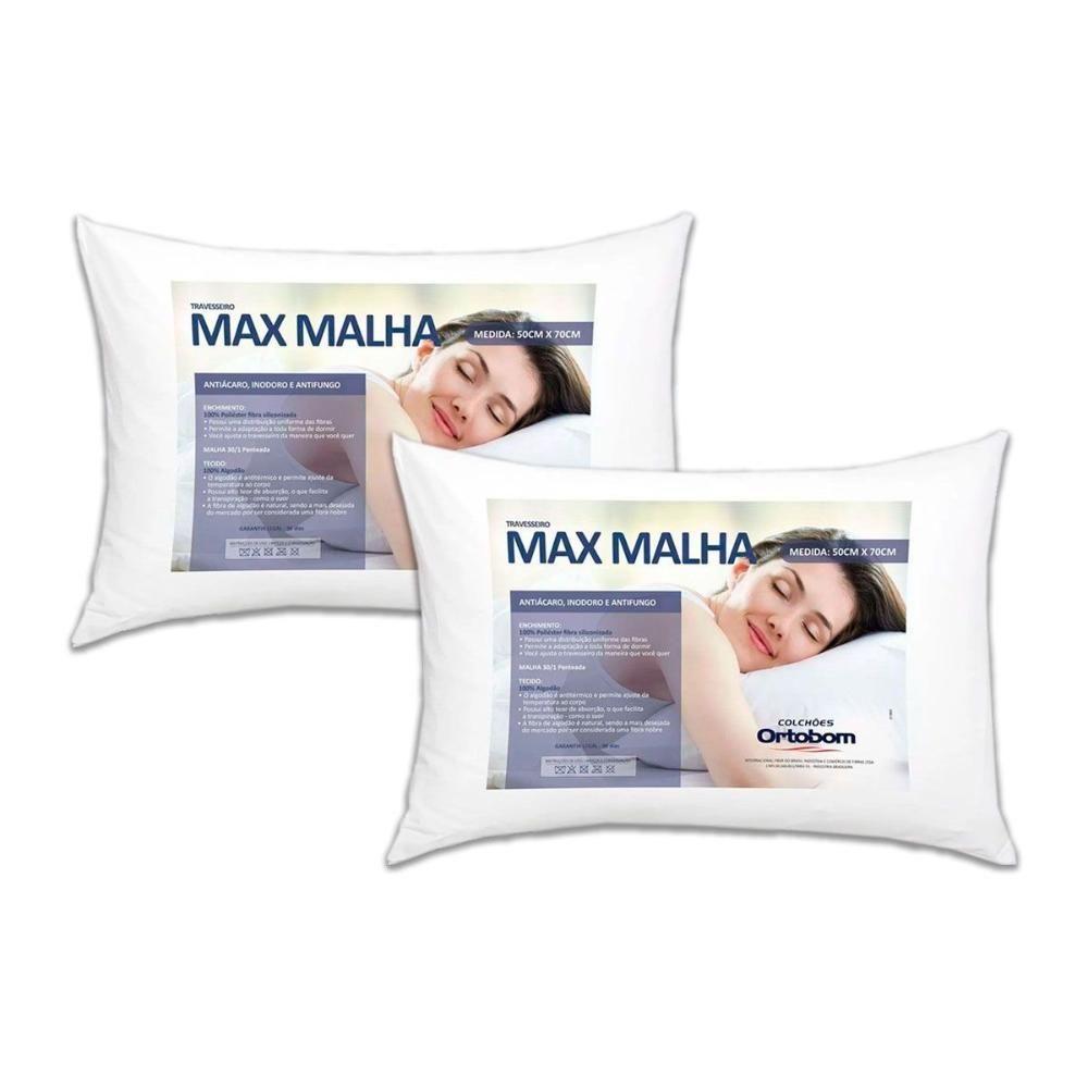Travesseiro Fibras Siliconadas Max Malha 2 Unidades p/Fronha 50x70cm (50x70) - Ortobom - 1
