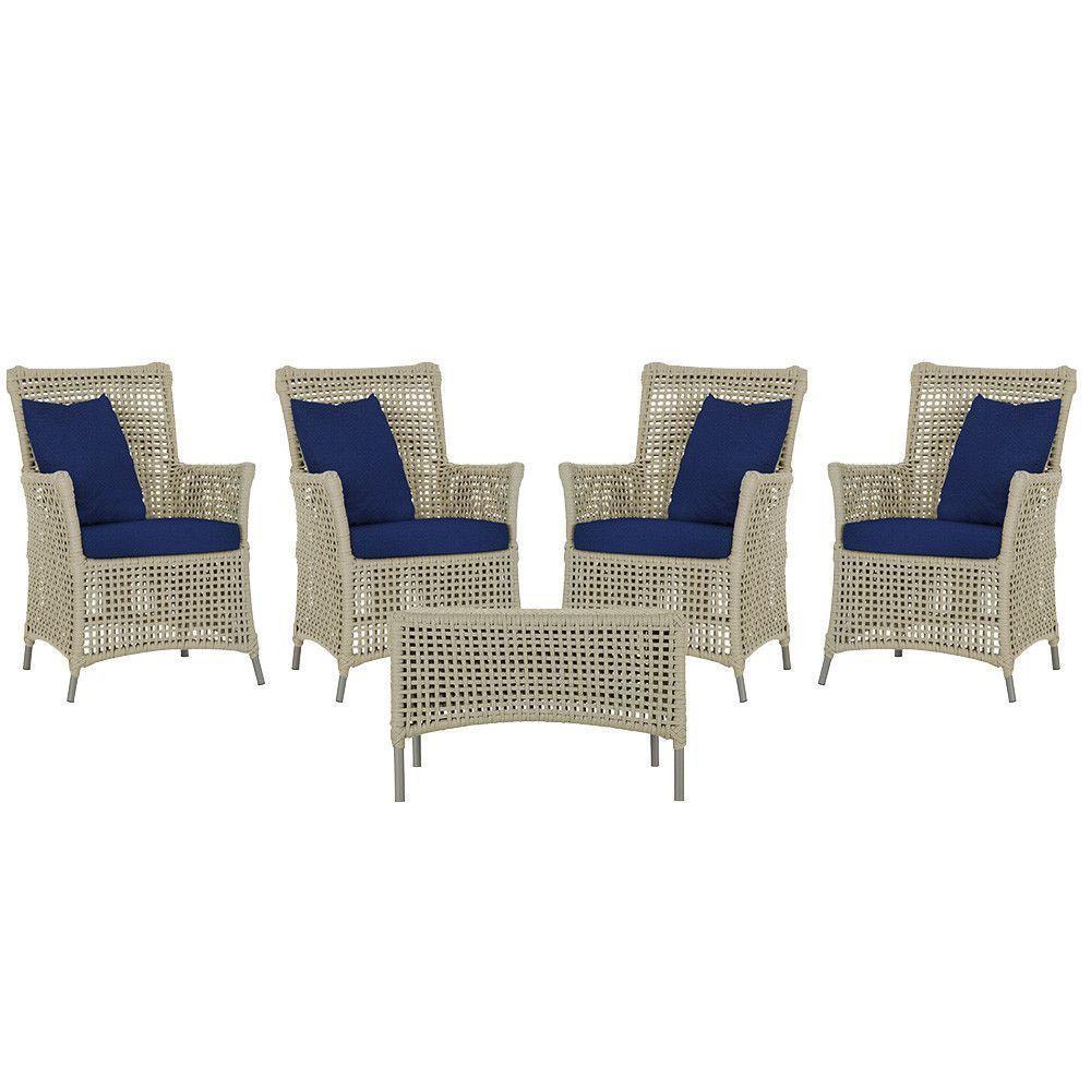 4 Poltronas E 1 Mesa Igapó Alumínio Fendi Corda Náutica E10 Rami - 1