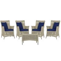 4 Poltronas E 1 Mesa Igapó Alumínio Fendi Corda Náutica E10 Rami - 1