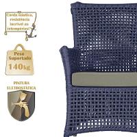 4 Poltronas E 1 Mesa Igapó Alumínio Fendi Corda Náutica E8 Azul - 3