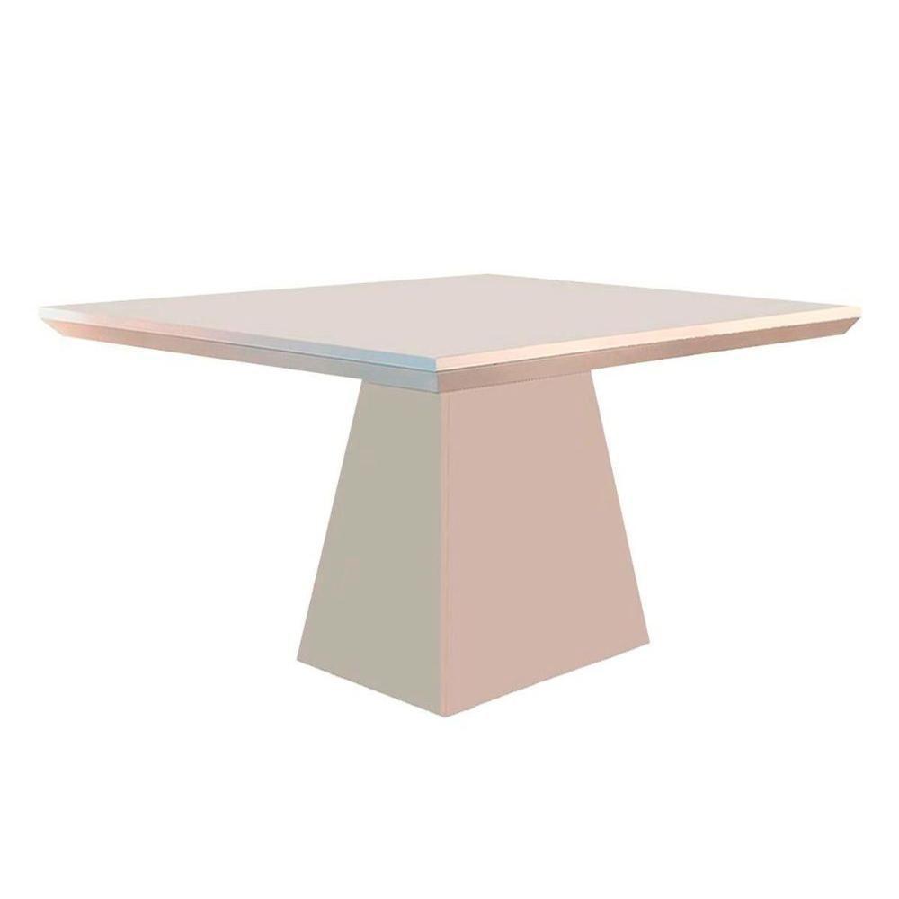 Mesa de Sala Jantar Luna + Tampo Madeirado Reto 120x80cm Off White - Rufato - 1