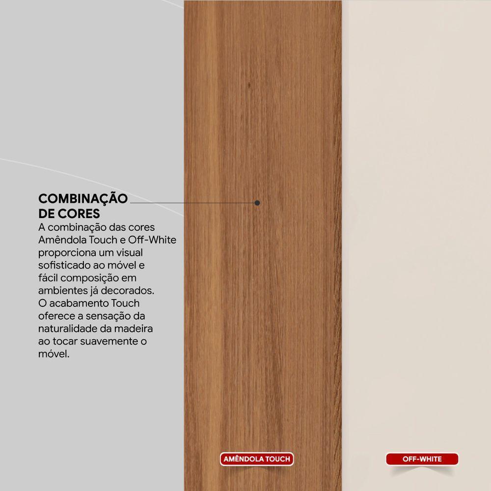 Armário Multiuso 2 Portas Com Chave Elite Cor Amendola Touch/off White - Demóbile - 4