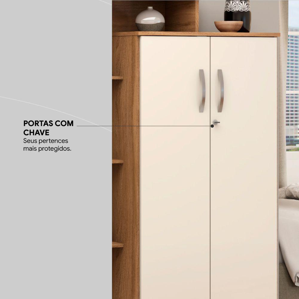 Armário Multiuso 2 Portas Com Chave Elite Cor Amendola Touch/off White - Demóbile - 10