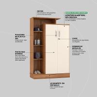Armário Multiuso 2 Portas Com Chave Elite Cor Amendola Touch/off White - Demóbile - 3