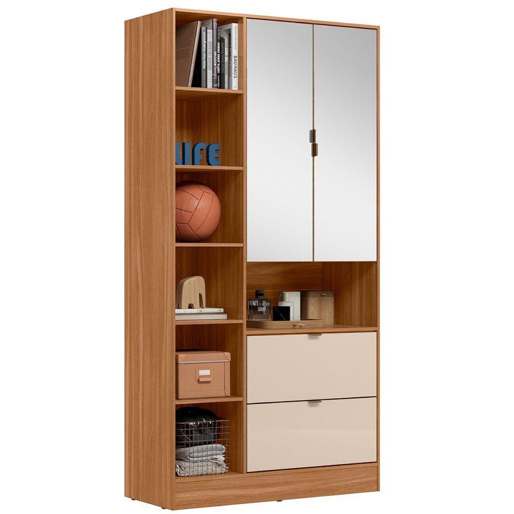 Armário Multiuso Com 2 Portas E 2 Gavetas Com Espelho Joy Amendola Touch/off White - Demóbile - 1