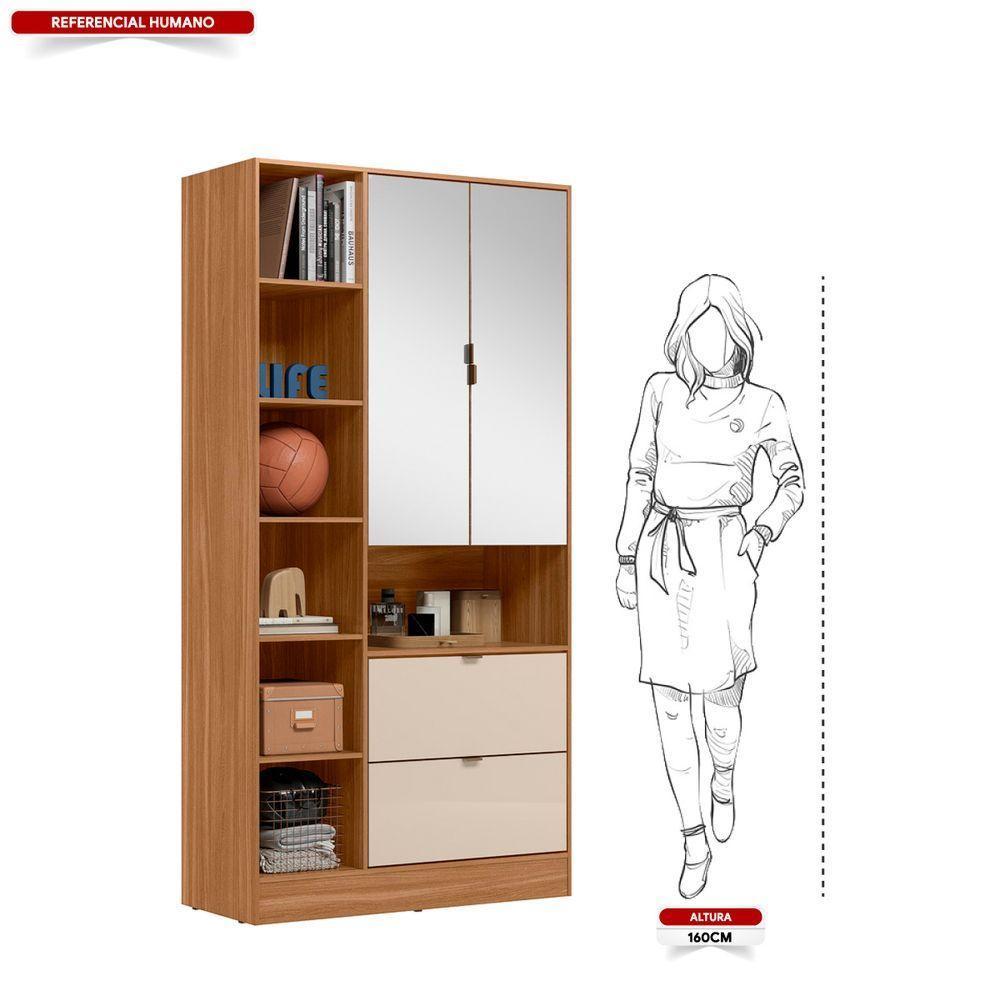 Armário Multiuso Com 2 Portas E 2 Gavetas Com Espelho Joy Amendola Touch/off White - Demóbile - 2